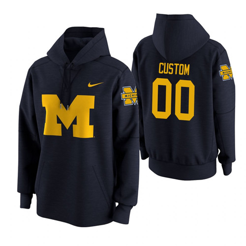 Michigan Wolverines #00 Custom Men's Navy College Basketball Hoodie