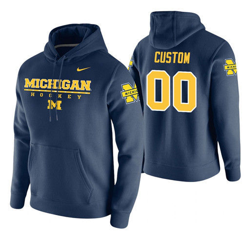 Michigan Wolverines #00 Custom Men's Navy College Basketball Hoodies
