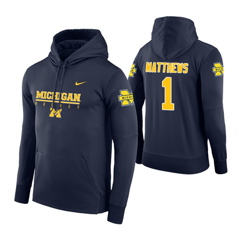 Michigan Wolverines #1 Charles Matthews Men's Navy College Basketball Hoodie