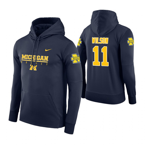 Michigan Wolverines #11 Luke Wilson Men's Navy College Basketball Hoodie