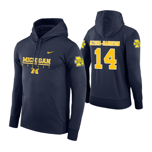 Michigan Wolverines #14 Rico Ozuna-Harrison Men's Navy College Basketball Hoodie