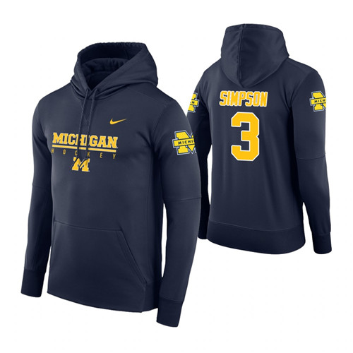Michigan Wolverines #3 Zavier Simpson Men's Navy College Basketball Hoodie