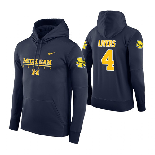 Michigan Wolverines #4 Isaiah Livers Men's Navy College Basketball Hoodie