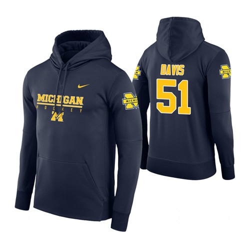 Michigan Wolverines #51 Austin Davis Men's Navy College Basketball Hoodie