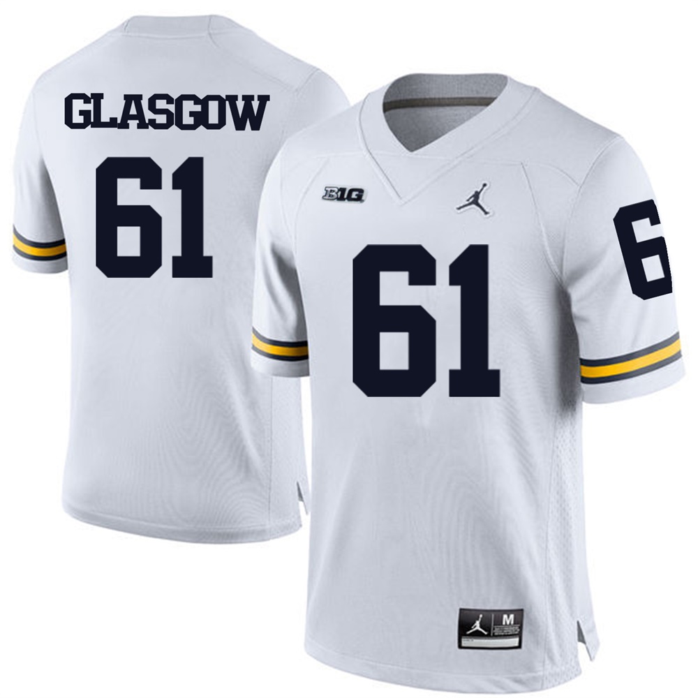 Michigan Wolverines #61 White Football Graham Glasgow Jersey