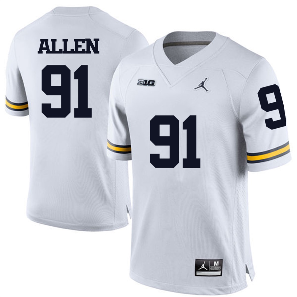 Michigan Wolverines #91 White Football Kenny Allen Jersey
