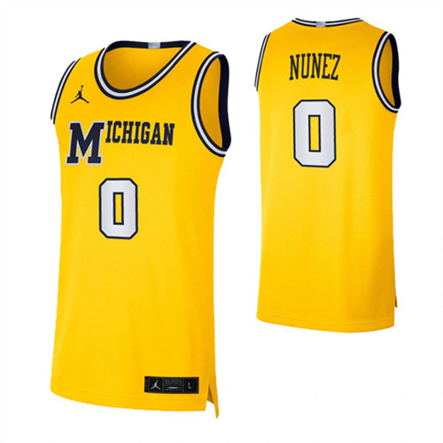 Michigan Wolverines 0 Adrien Nunez Basketball Swingman Jersey Yellow