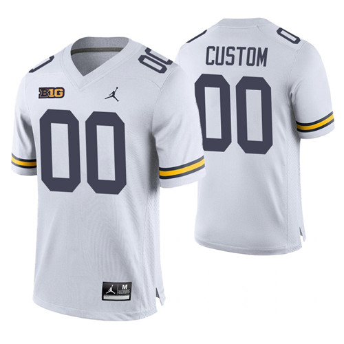 Michigan Wolverines 00 Custom Away Game College Football Jersey White