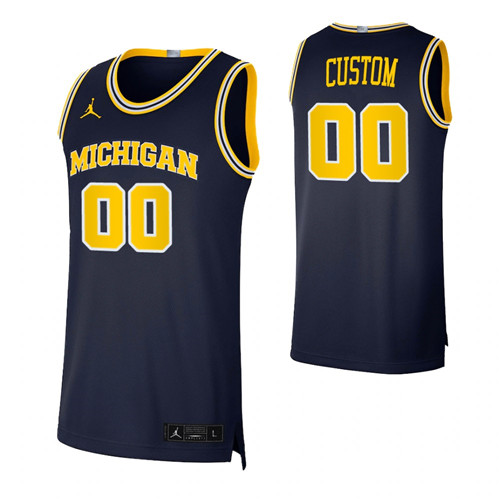 Michigan Wolverines 00 Custom Basketball Swingman Jersey Navy