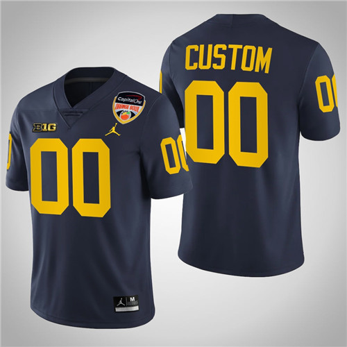 Michigan Wolverines 00 Custom College Football Playoff 2021 Orange Bowl Jersey Navy