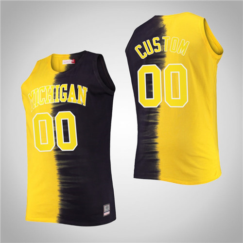 Michigan Wolverines 00 Custom Color Crash Classic Tie-Dye Jersey Navy Maize