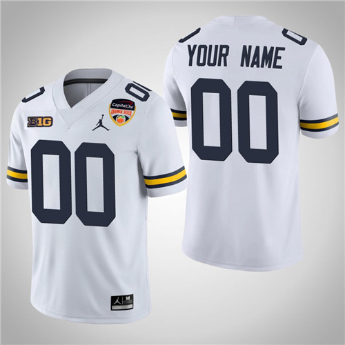 Michigan Wolverines 00 Custom Game 2021 Orange Bowl Jersey White