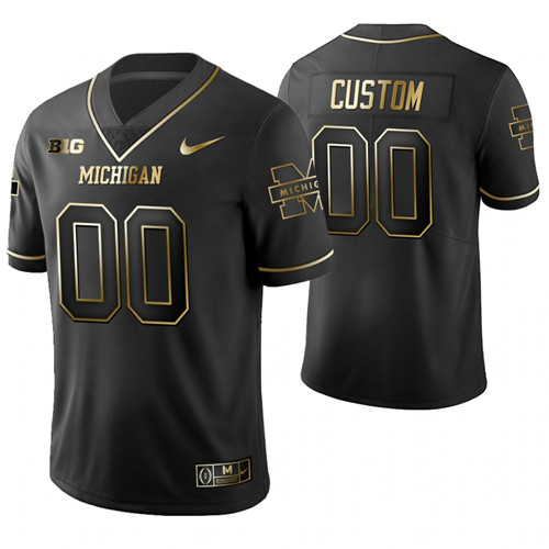 Michigan Wolverines 00 Custom Golden Edition Limited College Football Jersey Black