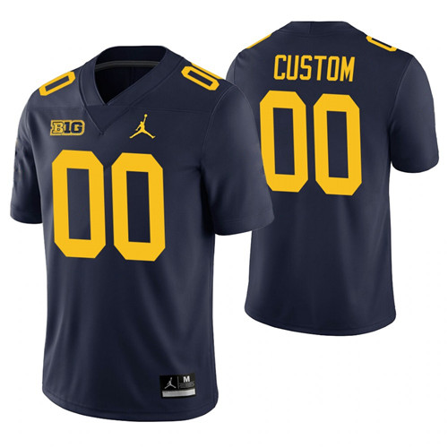 Michigan Wolverines 00 Custom Home Game College Football Jersey Navy