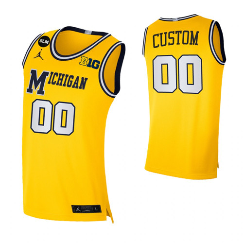 Michigan Wolverines 00 Custom Limited BLM Social Justice Jersey Yellow