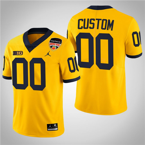 Michigan Wolverines 00 Custom Playoffs Limited 2021 Orange Bowl Jersey Maize