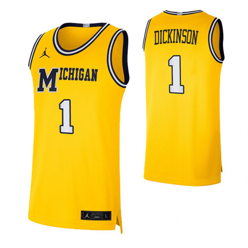 Michigan Wolverines 1 Hunter Dickinson Basketball Swingman Jersey Yellow