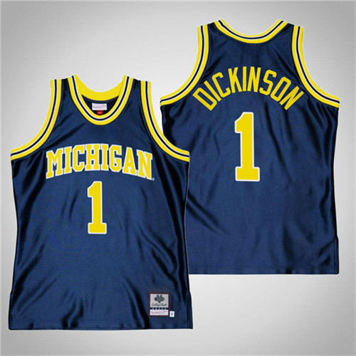 Michigan Wolverines 1 Hunter Dickinson College Basketball Throwback Jersey Navy