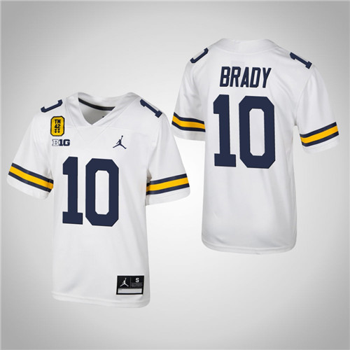 Michigan Wolverines 10 Tom Brady Football TM 42 Jersey White