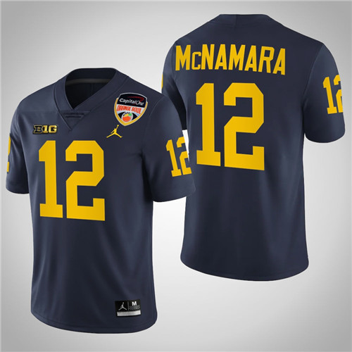 Michigan Wolverines 12 Cade McNamara College Football Playoff 2021 Orange Bowl Jersey Navy