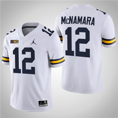 Michigan Wolverines 12 Cade McNamara Game College Football Jersey White