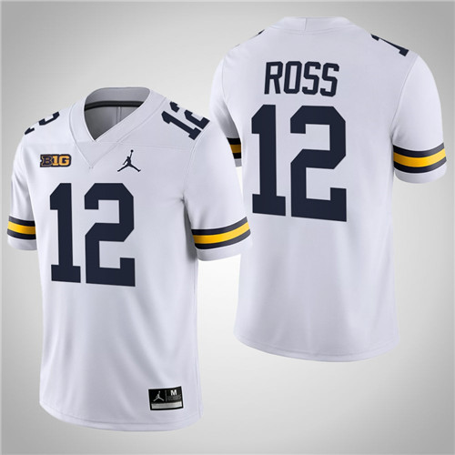 Michigan Wolverines 12 Josh Ross Game College Football Jersey White