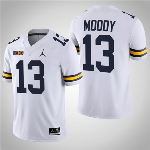 Michigan Wolverines 13 Jake Moody Game College Football Jersey White