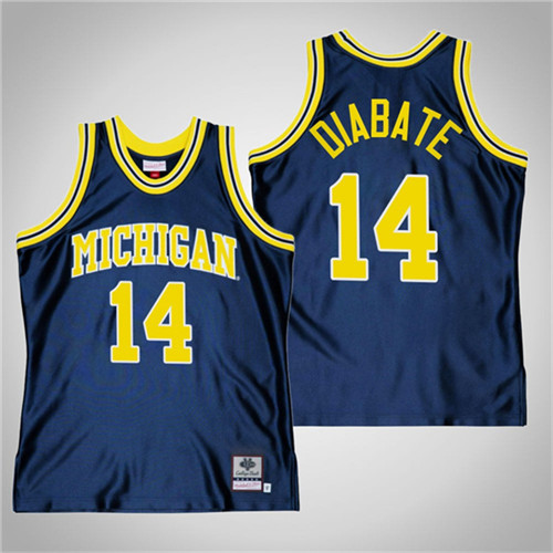 Michigan Wolverines 14 Moussa Diabate College Basketball Throwback Jersey Navy