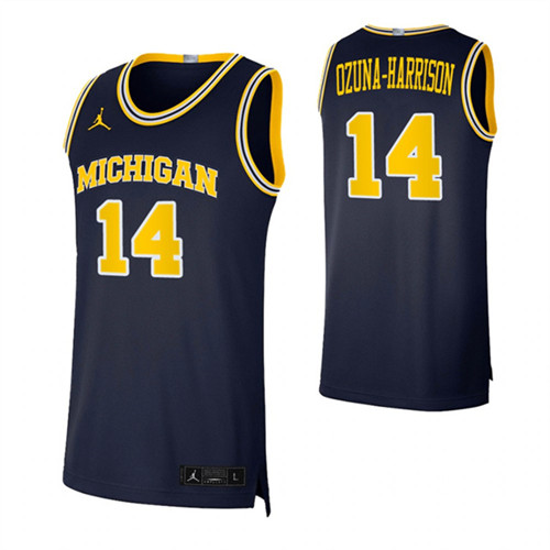 Michigan Wolverines 14 Rico Ozuna-Harrison Basketball Swingman Jersey Navy
