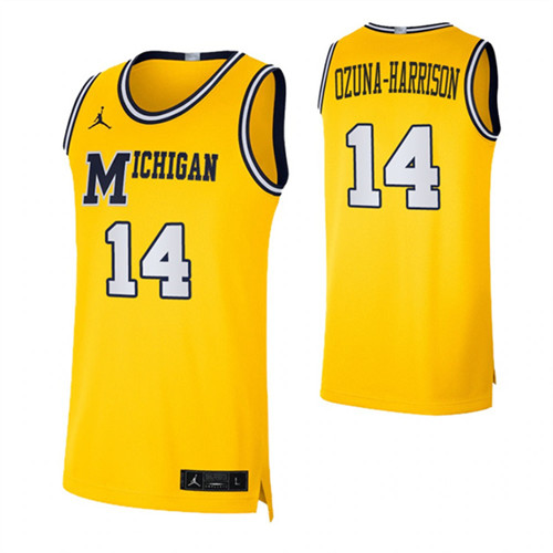 Michigan Wolverines 14 Rico Ozuna-Harrison Basketball Swingman Jersey Yellow