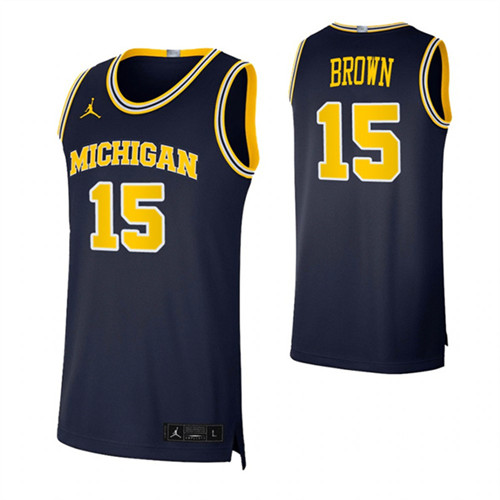 Michigan Wolverines 15 Chaundee Brown Basketball Swingman Jersey Navy