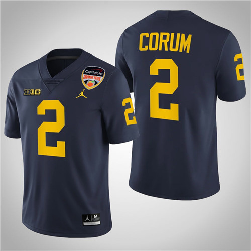 Michigan Wolverines 2 Blake Corum College Football Playoff 2021 Orange Bowl Jersey Navy