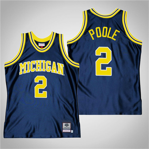 Michigan Wolverines 2 Jordan Poole Alumni Basketball Throwback Jersey Navy