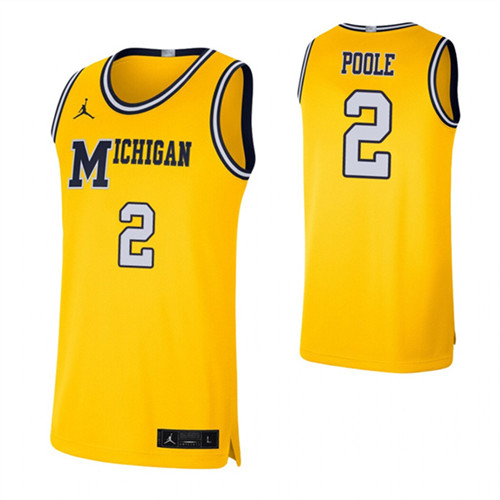 Michigan Wolverines 2 Jordan Poole College Basketball Retro Limited Jersey Maize