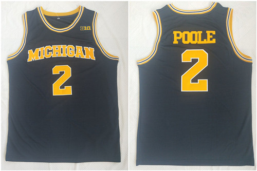 Michigan Wolverines 2 Jordan Poole Navy College Football Jersey