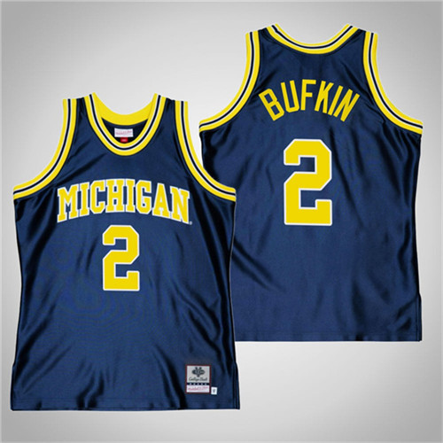 Michigan Wolverines 2 Kobe Bufkin College Basketball Throwback Jersey Navy