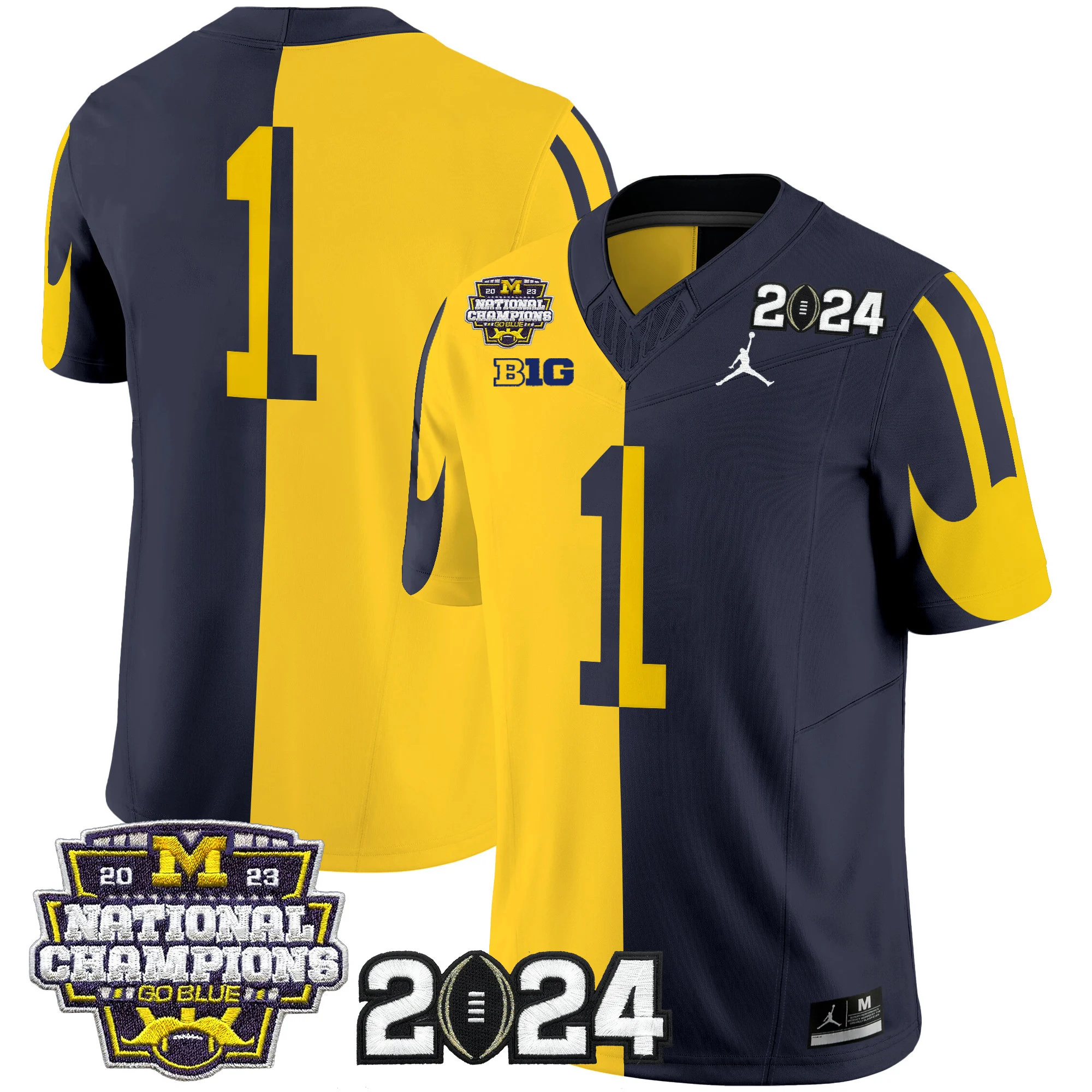 Michigan Wolverines 2024 CFP & National Champions Patch Vapor Limited Football Jersey - All Stitched  #1 no name