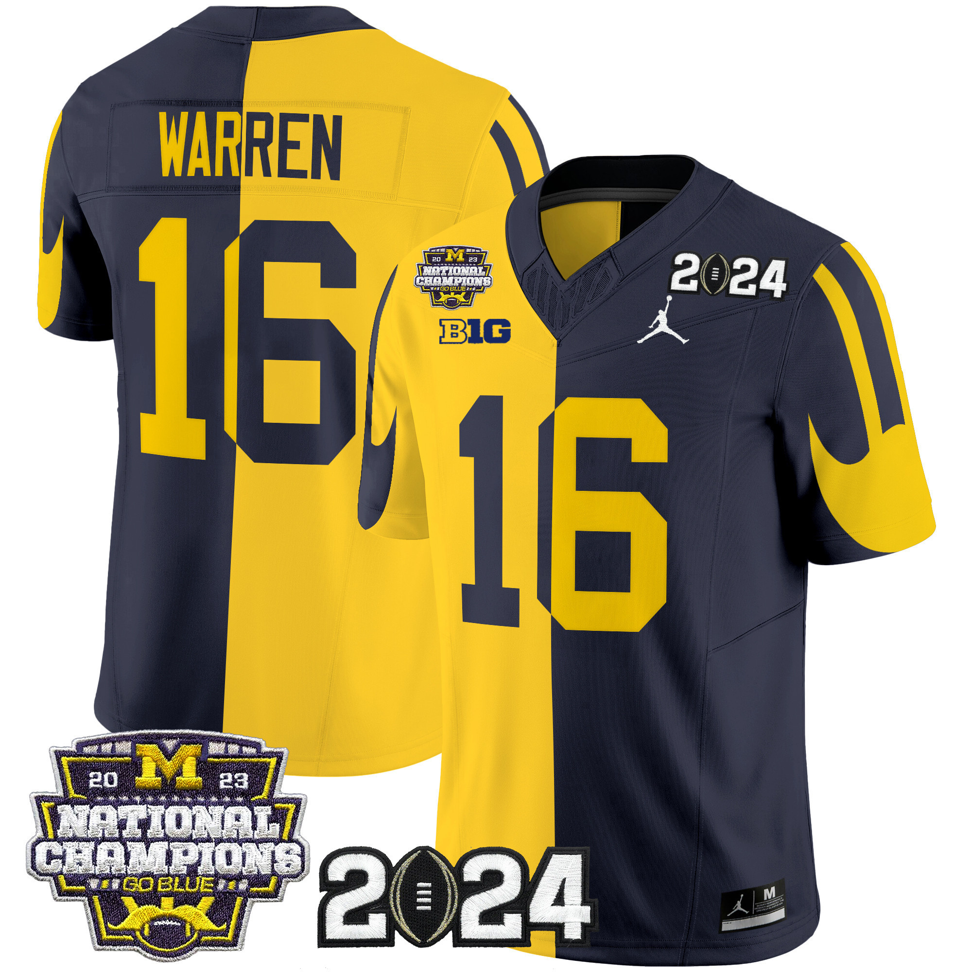 Michigan Wolverines 2024 CFP & National Champions Patch Vapor Limited Football Jersey - All Stitched  #16 DAVIS WARREN