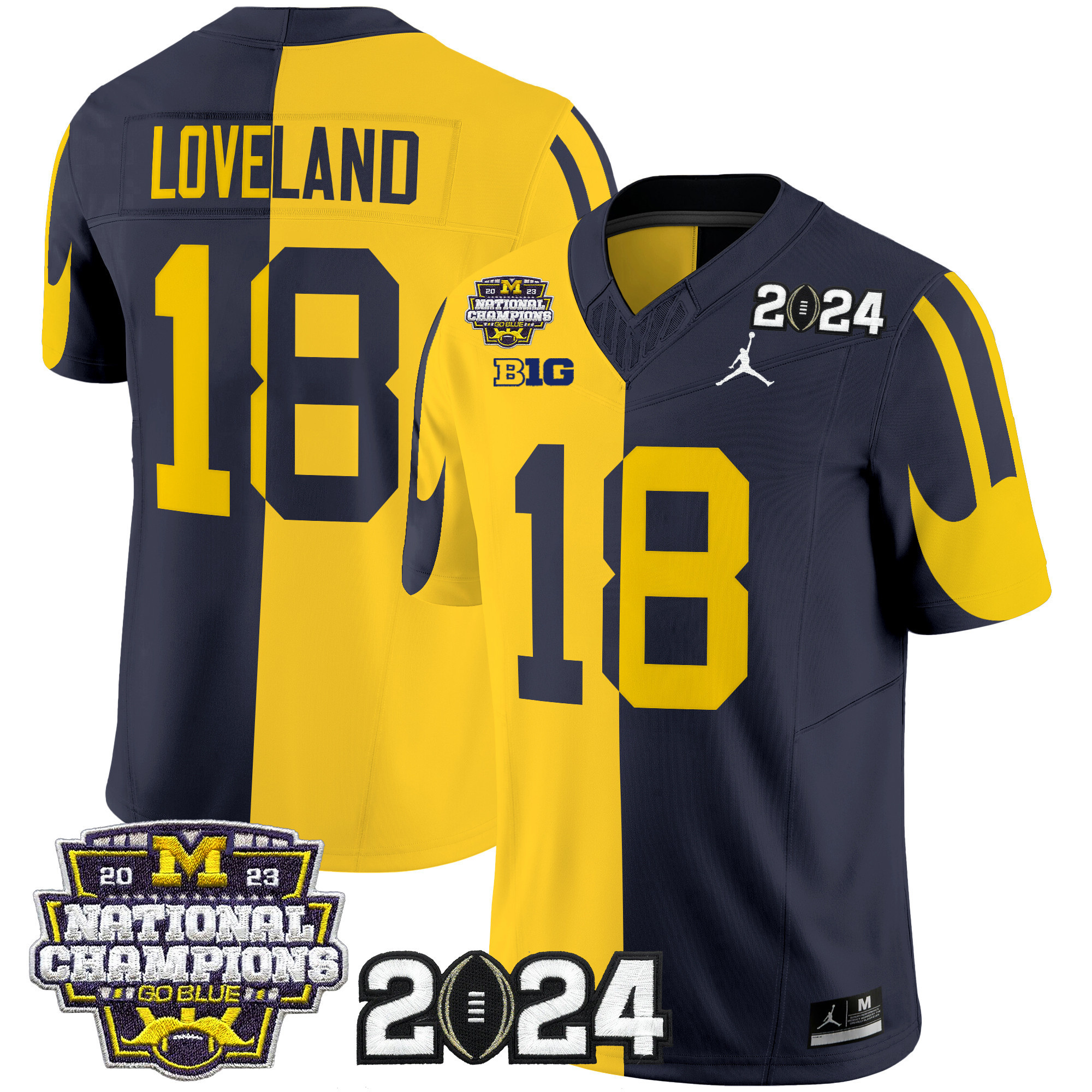 Michigan Wolverines 2024 CFP & National Champions Patch Vapor Limited Football Jersey - All Stitched  #18 COLSTON LOVELAND