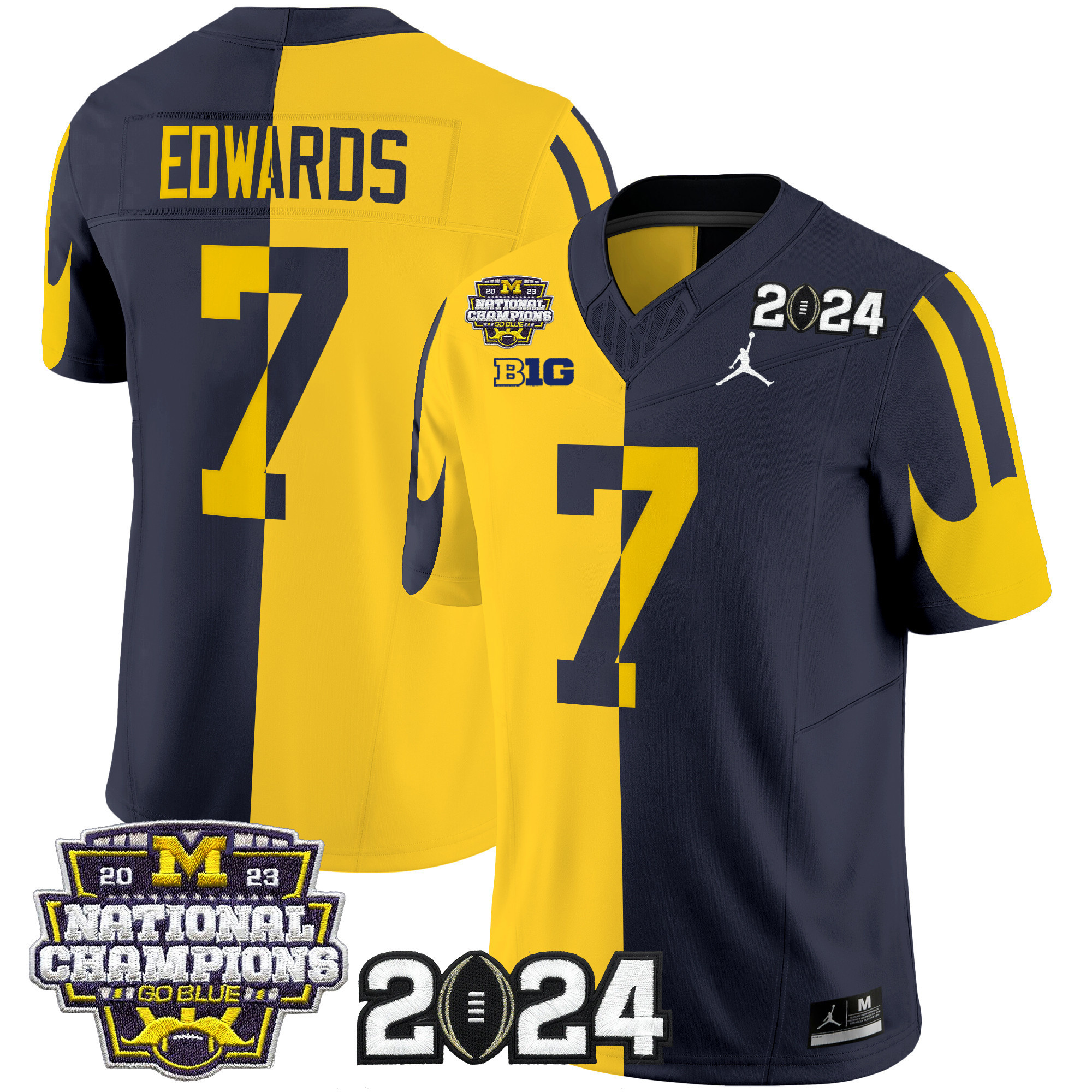 Michigan Wolverines 2024 CFP & National Champions Patch Vapor Limited Football Jersey - All Stitched  #7 DONOVAN EDWARDS