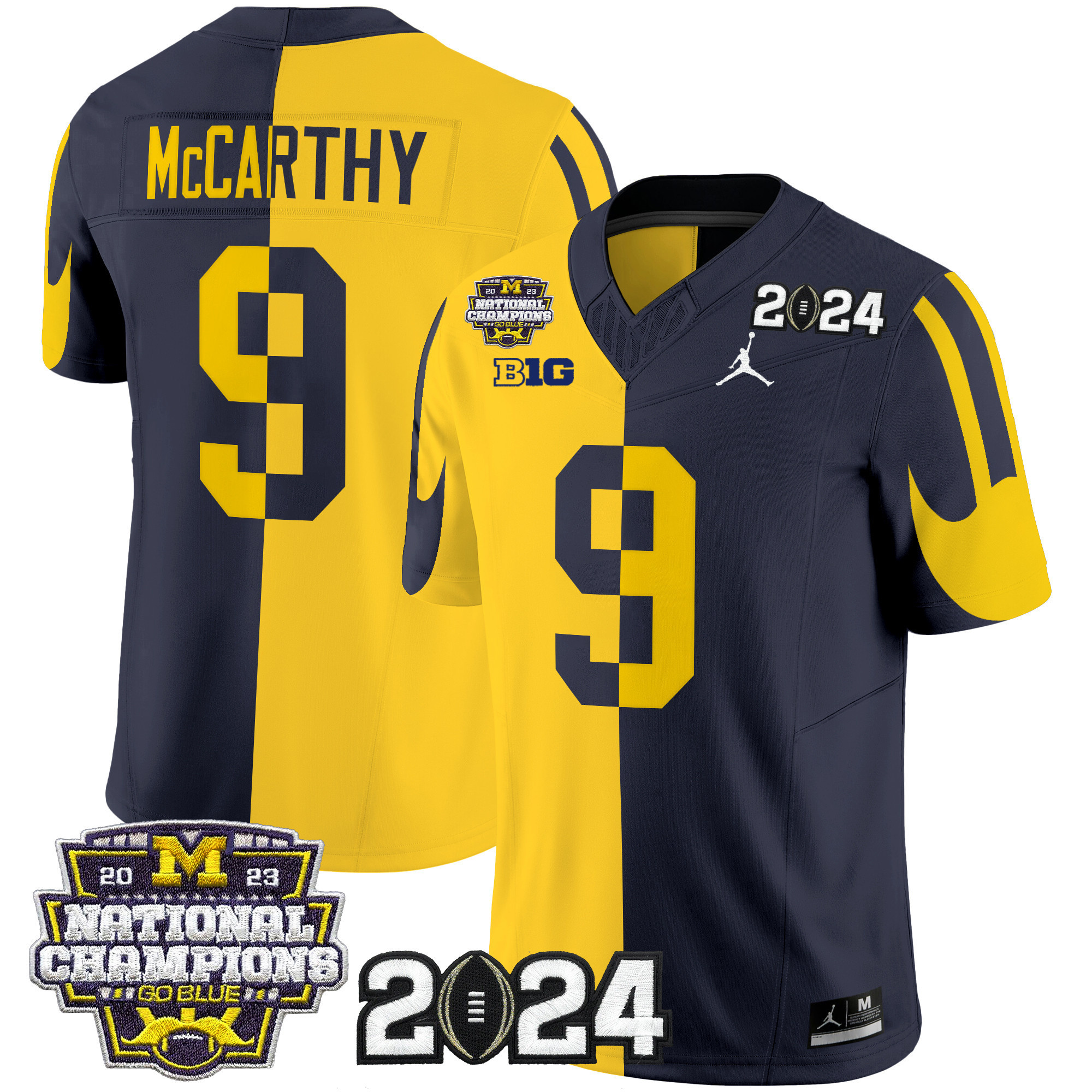 Michigan Wolverines 2024 CFP & National Champions Patch Vapor Limited Football Jersey - All Stitched  #9 J.J. MCCARTHY