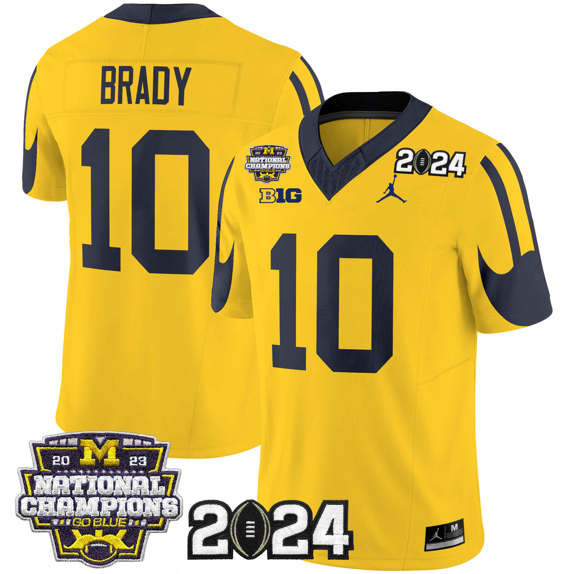 Michigan Wolverines 2024 CFP & National Champions Patch Vapor Limited Football Jersey - All Stitched MAIZE #10 TOM BRADY