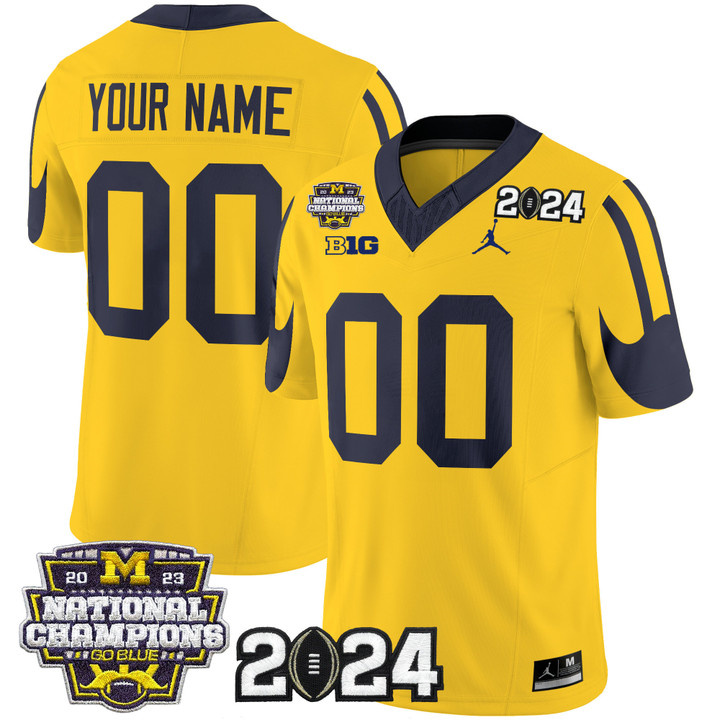 Michigan Wolverines 2024 CFP & National Champions Patch Vapor Limited Football Jersey - All Stitched MAIZE