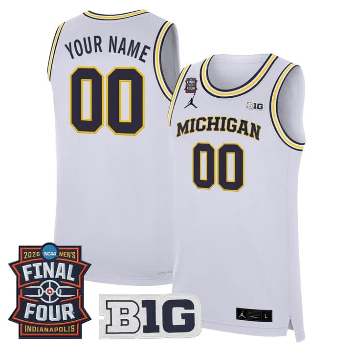 Michigan Wolverines 2026 Final Four Patch Custom Basketball Jersey -  All Stitched
