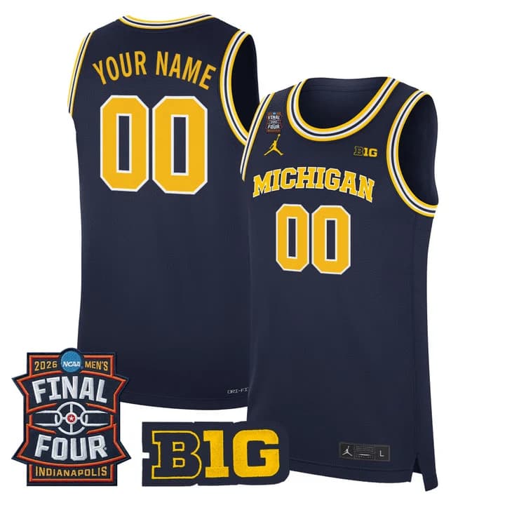 Michigan Wolverines 2026 Final Four Patch Custom Basketball Jersey - All Stitched