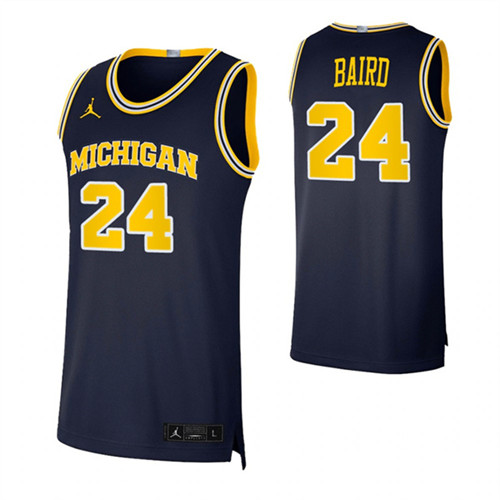 Michigan Wolverines 24 C.J. Baird Basketball Swingman Jersey Navy