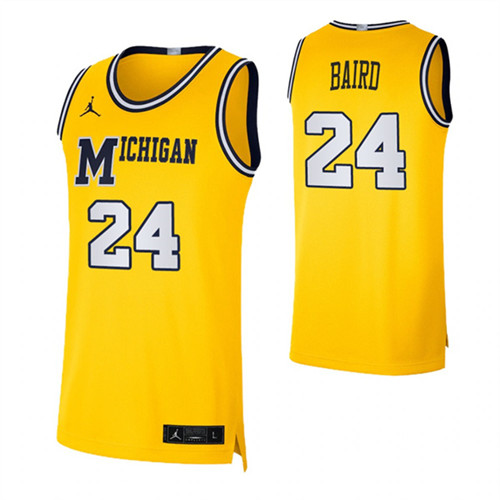Michigan Wolverines 24 C.J. Baird Basketball Swingman Jersey Yellow