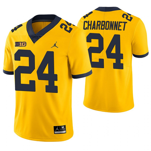 Michigan Wolverines 24 Zach Charbonnet College Football Game Jersey Yellow