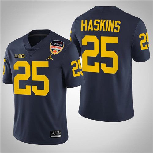 Michigan Wolverines 25 Hassan Haskins College Football Playoff 2021 Orange Bowl Jersey Navy