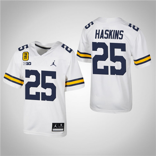Michigan Wolverines 25 Hassan Haskins Football TM 42 Jersey White